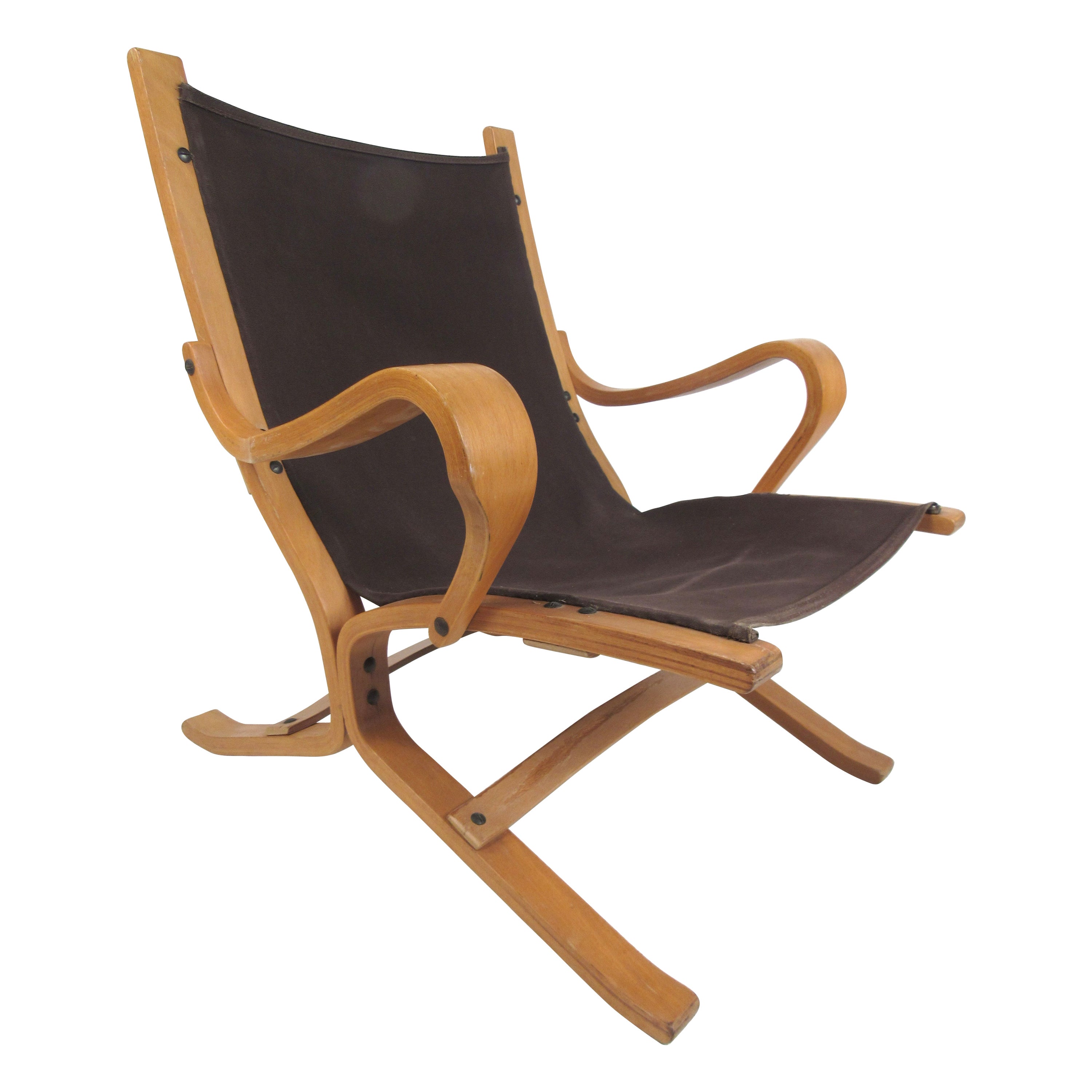 Danish Safari Chairs in Bentwood and Canvas at 1stDibs