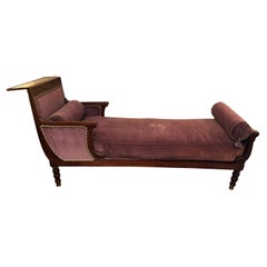 Antique 19th Century Neoclassical Parisian Aubergine Velvet Daybed Chaise Recamier