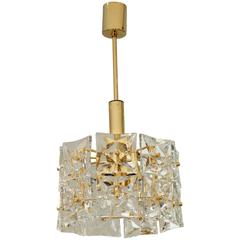 Dramatic Two-Tier Goldplate Kinkeldey Chandelier with Square Crystals