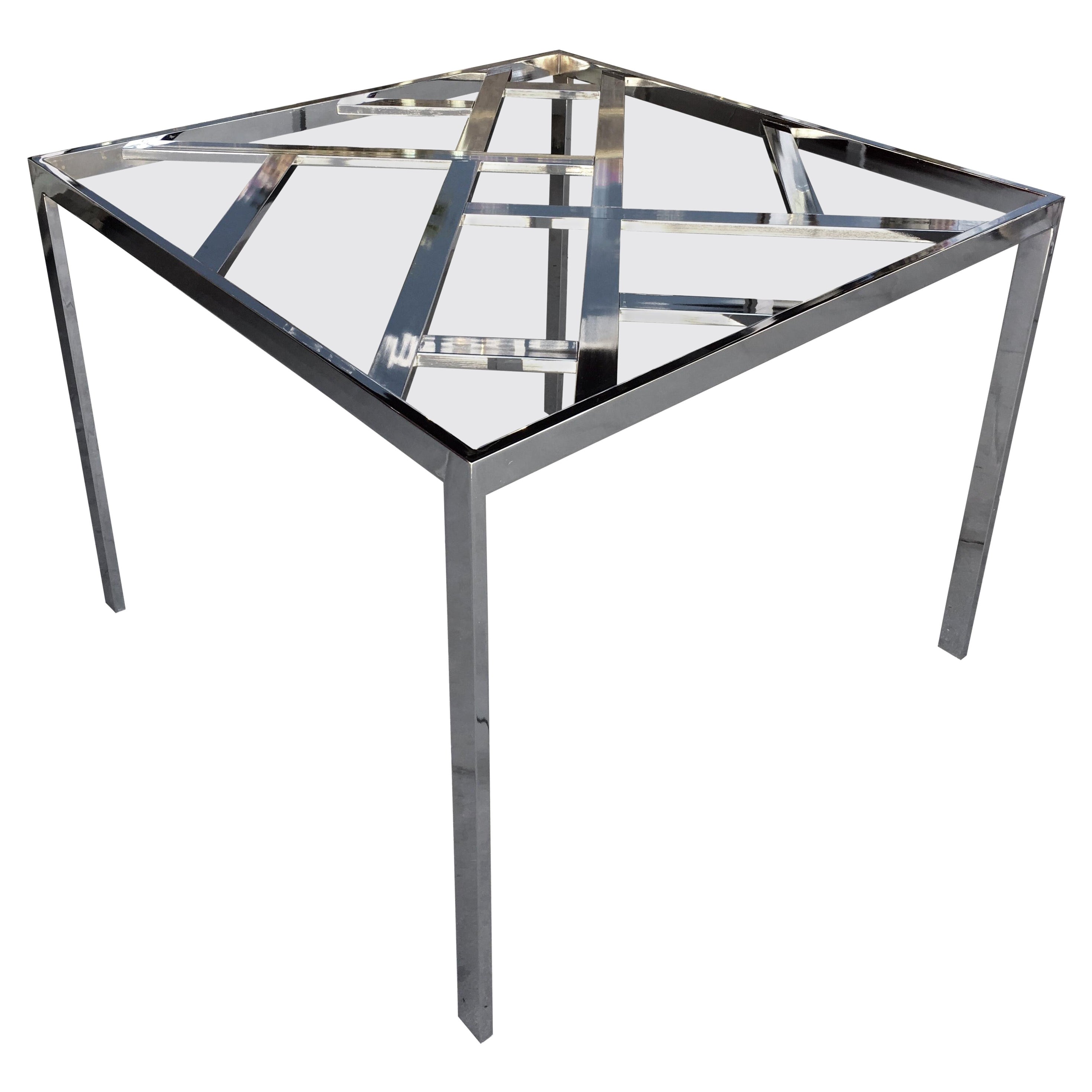 Chrome and Glass 1970s Game or Square Dining Table for Design Institute America