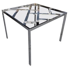Chrome and Glass 1970s Game or Square Dining Table for Design Institute America