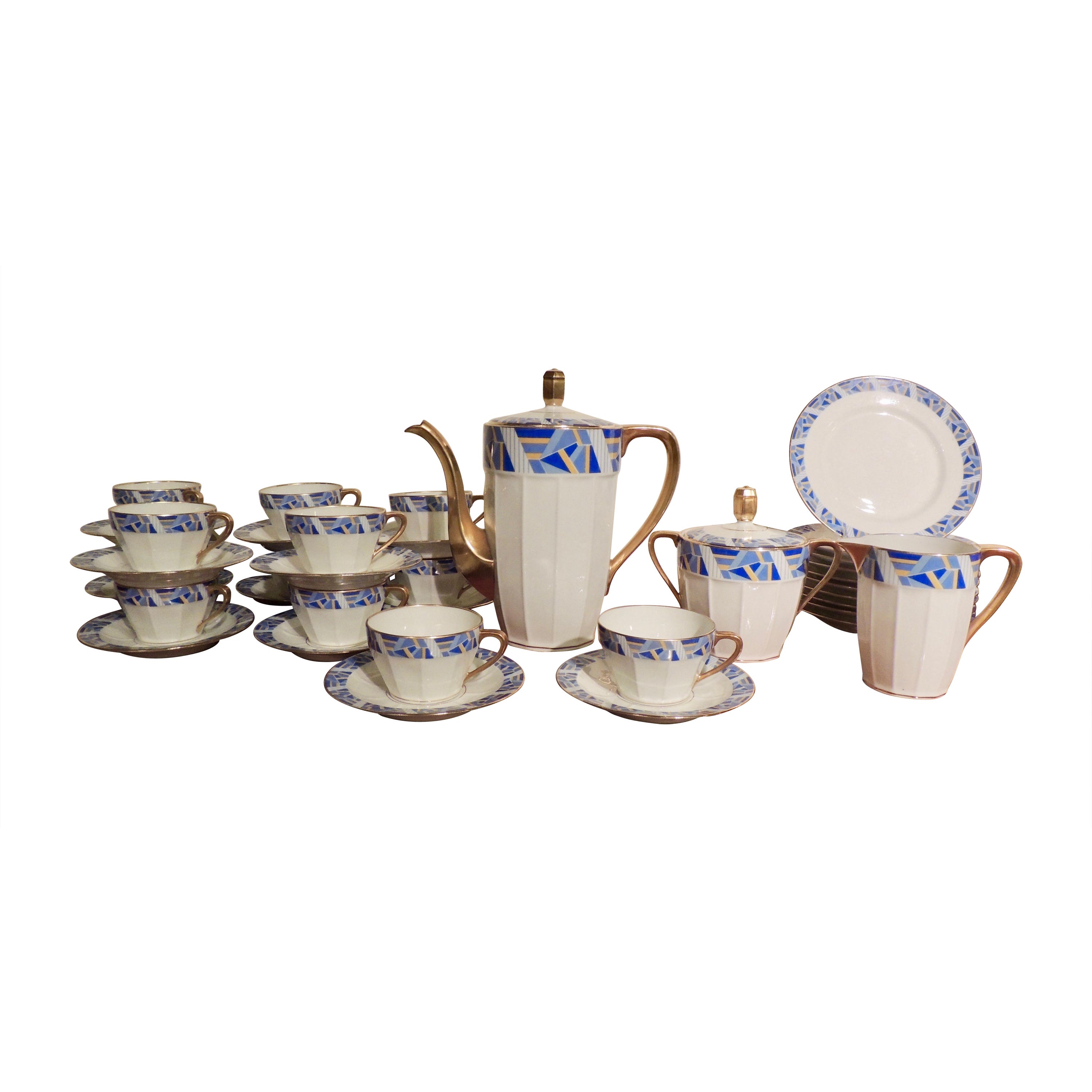 Art Deco Limoges Kaffee Tee Dessert Set im Angebot