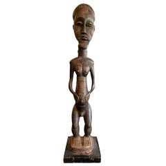 African Baule Masterfully Carved Blolo Bla Spirit World Figure on Stand