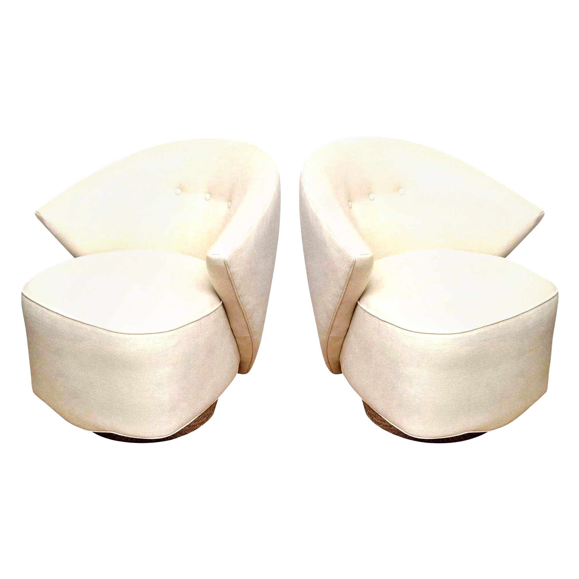 Sculptural Swivel Upholster Lounge, Side Chairs by Michael Wolk for Directional