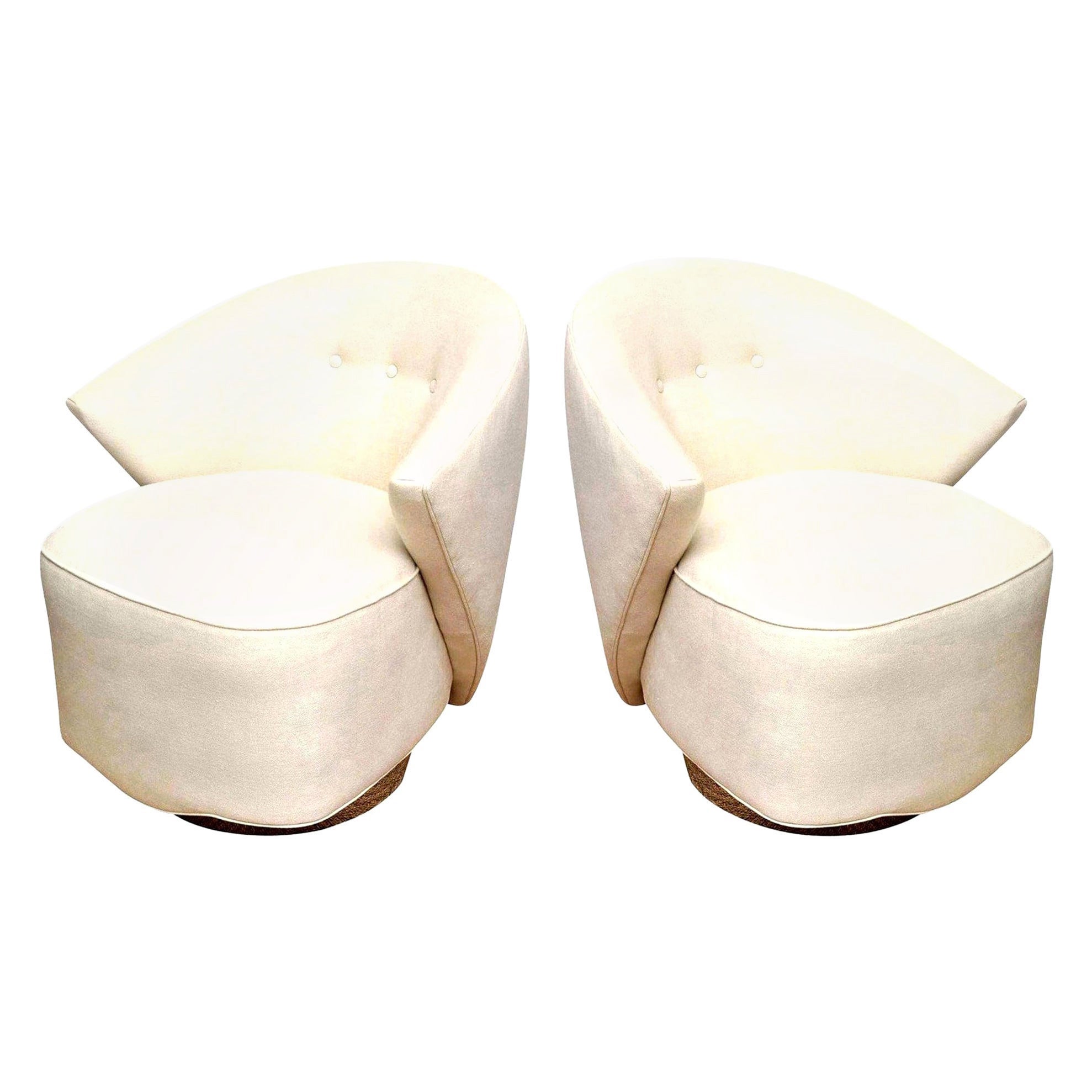 Sculptural Swivel Upholster Lounge, Side Chairs by Michael Wolk for Directional