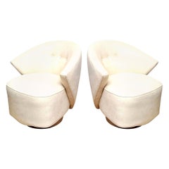 Sculptural Swivel Upholster Lounge, Side Chairs by Michael Wolk for Directional