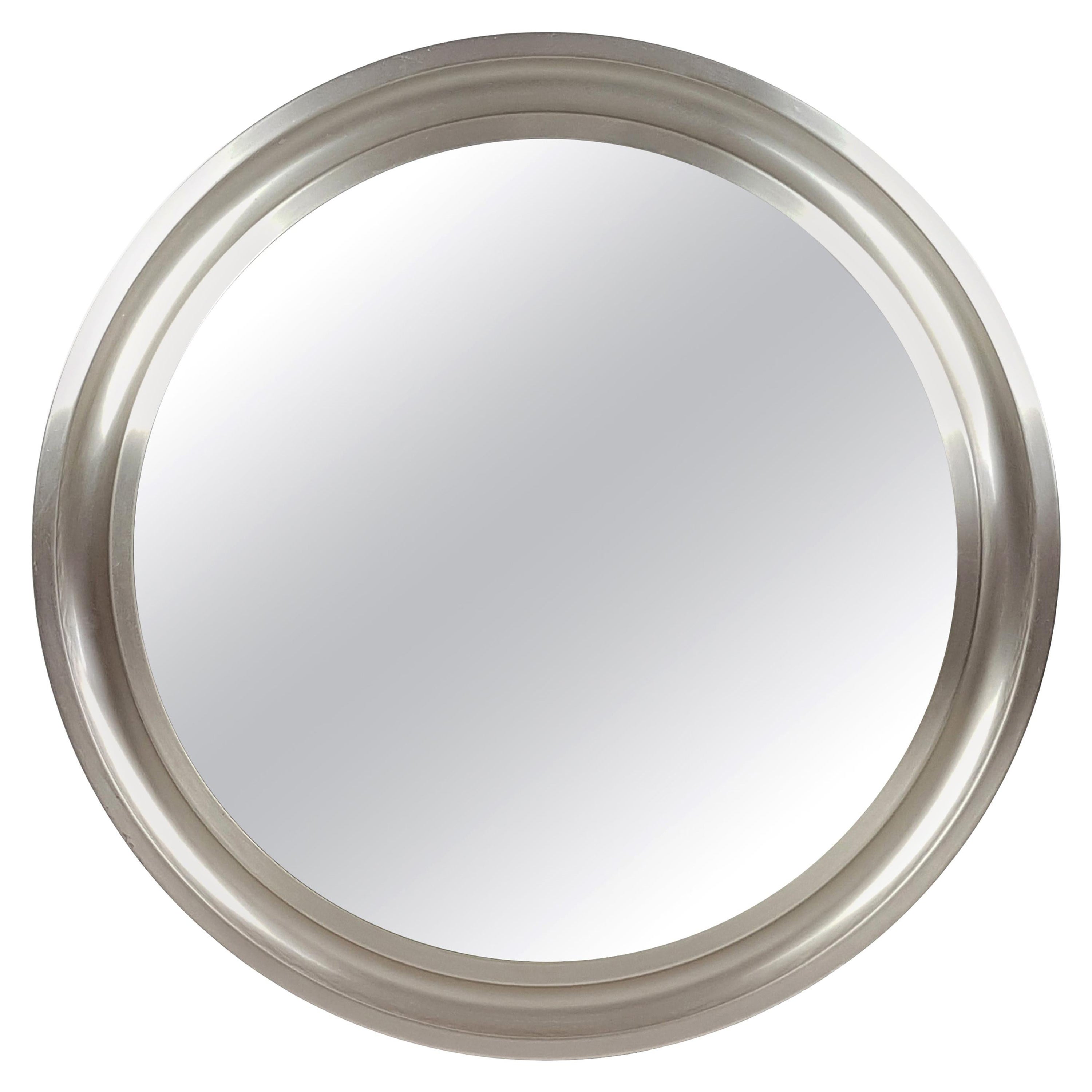 Nickeled & Black Metal 1970s Round Wall Mirror Narcisso by S. Mazza for Artemide