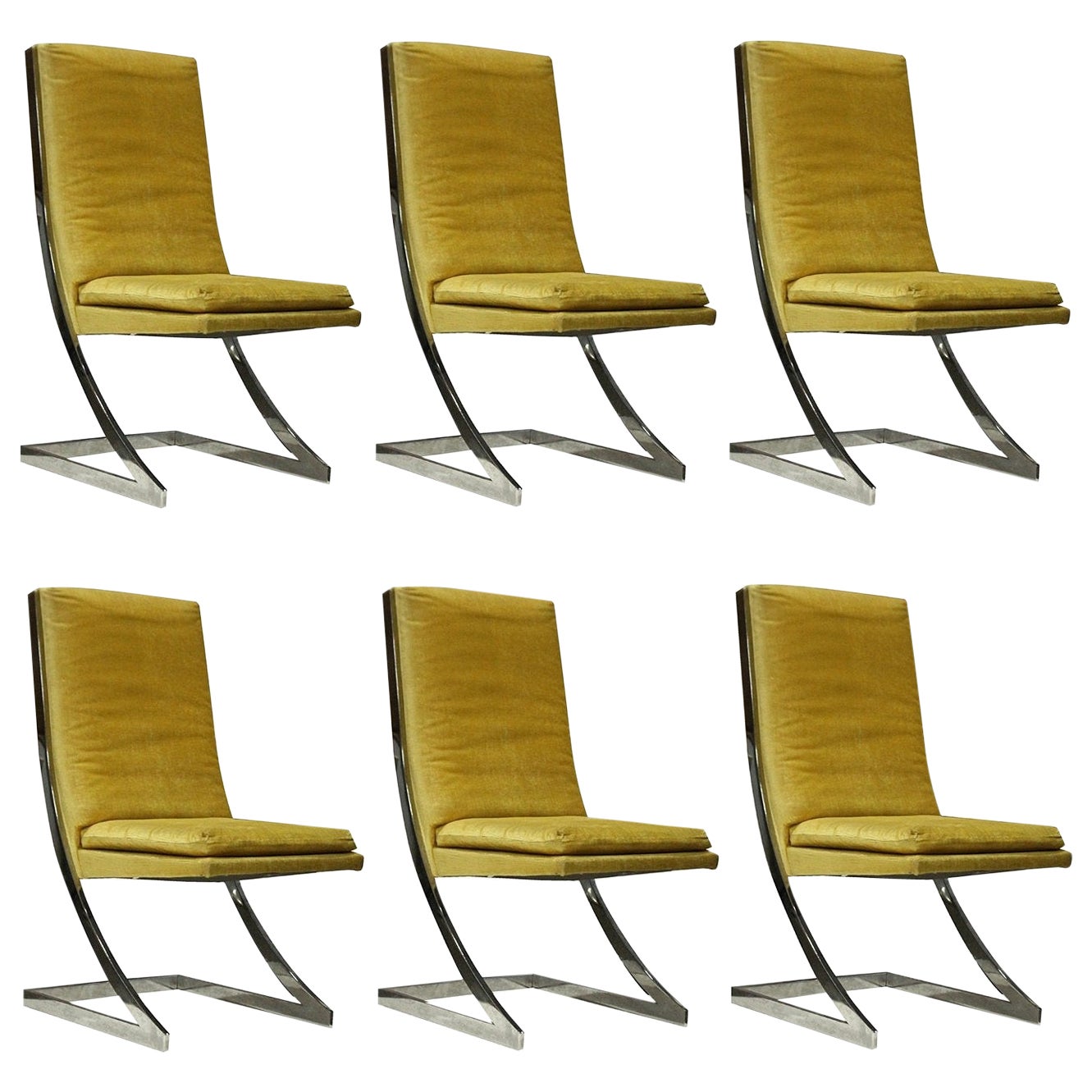 Six MidCentury Modern DIA Chrome and Upholstery Dining Room Chairs For