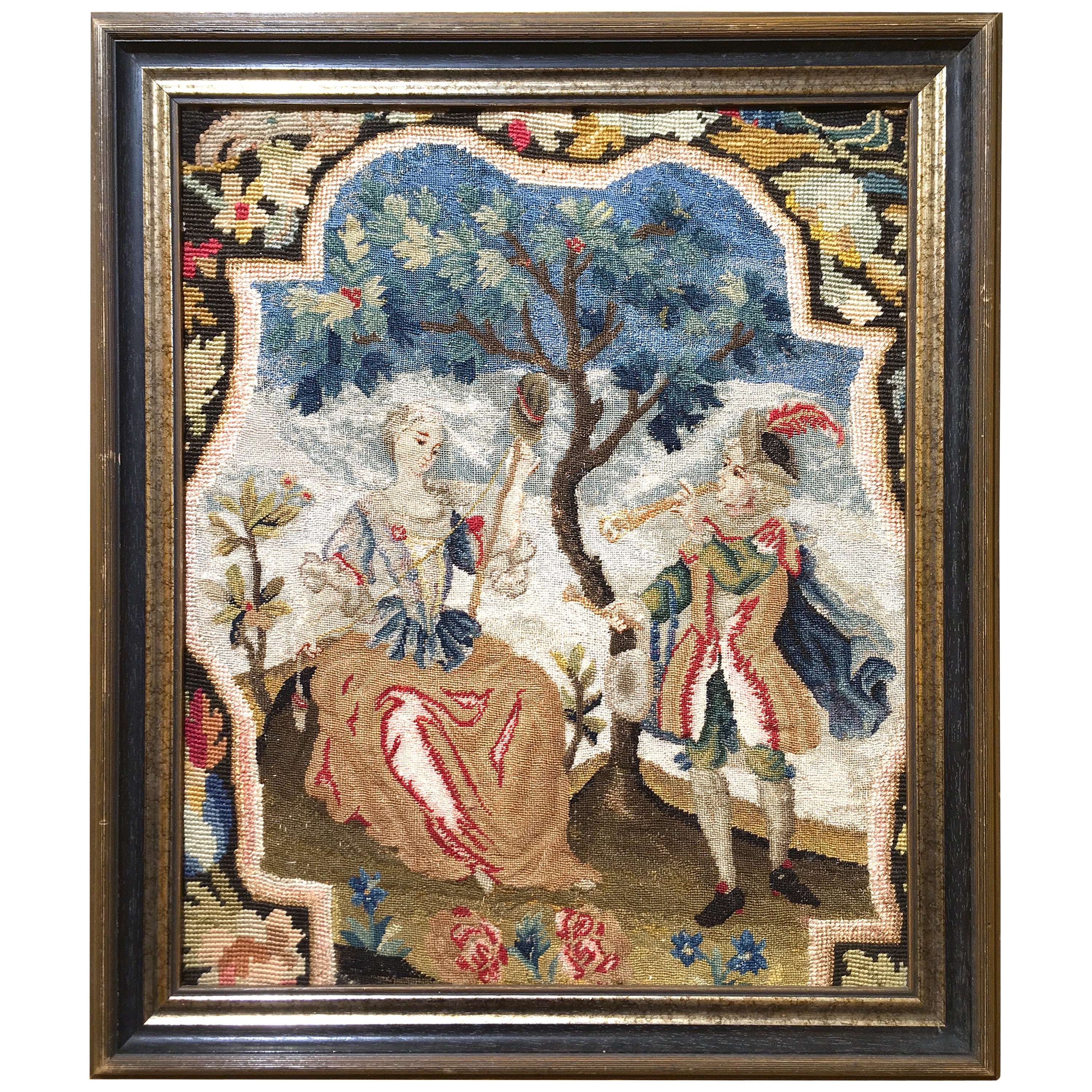 Large Antique Needlework Tapestry Picture English, Early 18th Century