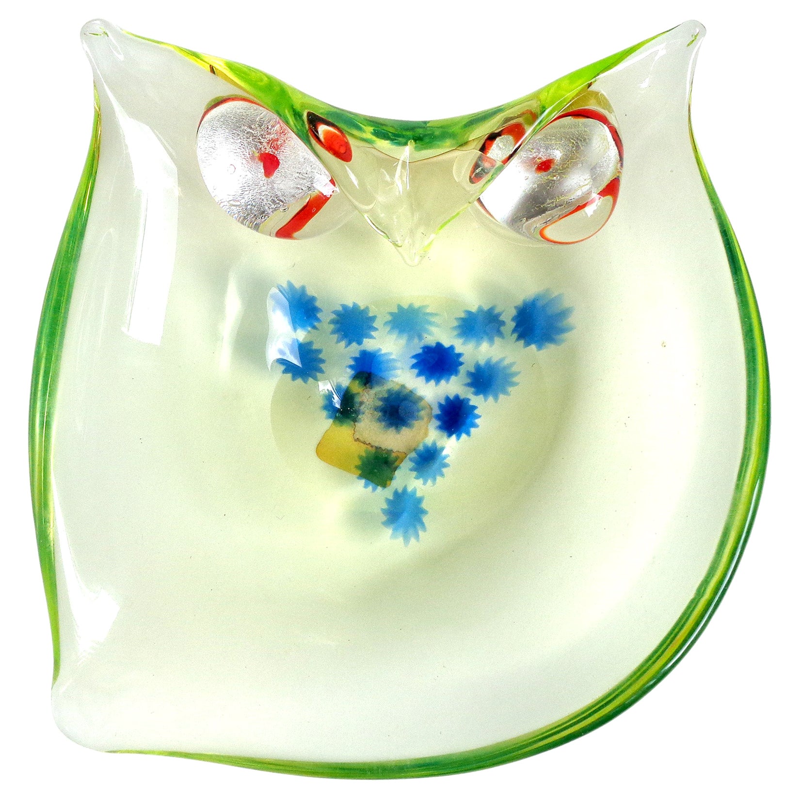 Cenedese Murano Vintage Red Silver Leaf Italian Art Glass Decorative