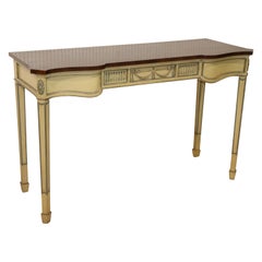 French Louis XVI Style Crème Paint Decorated Console Sofa Table