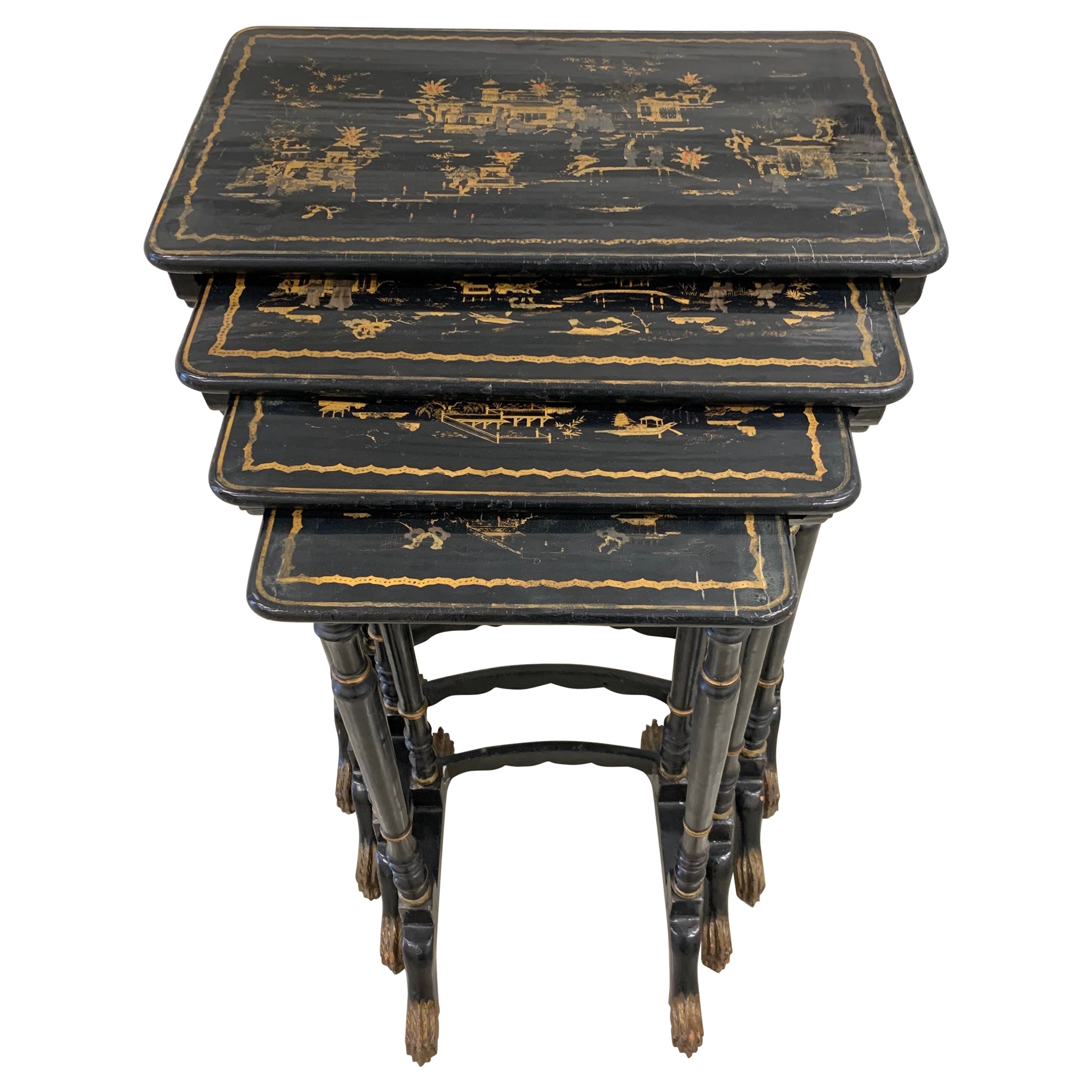 Japanese Style Black Nesting Tables by Peter Engel Inc., New York at