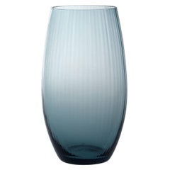 Vaso Ovale28, Vase Handcrafted Muranese Glass, Aquamarine Plisse MUN by VG