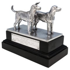 Military Interest - Sterling Silver Pair of Hound Dogs from London in 1929