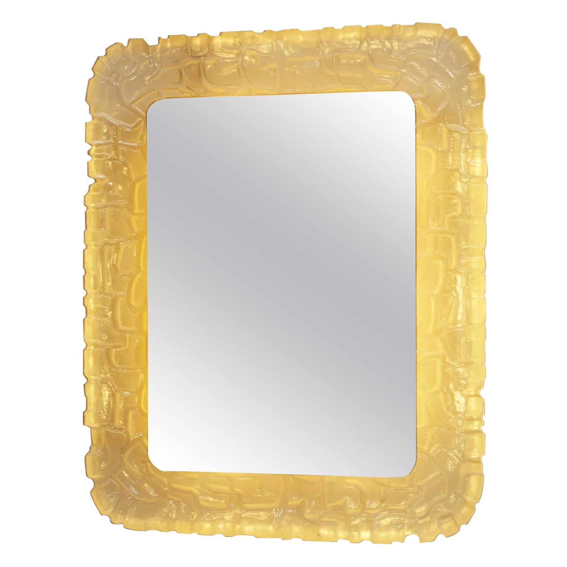 Miroir rectangulaire italien des années 1960, givré de glace et recouvert d'une résine