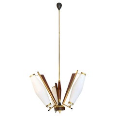 20th Century Italian Glass Three Armed Chandelier in the Style of Stilnovo