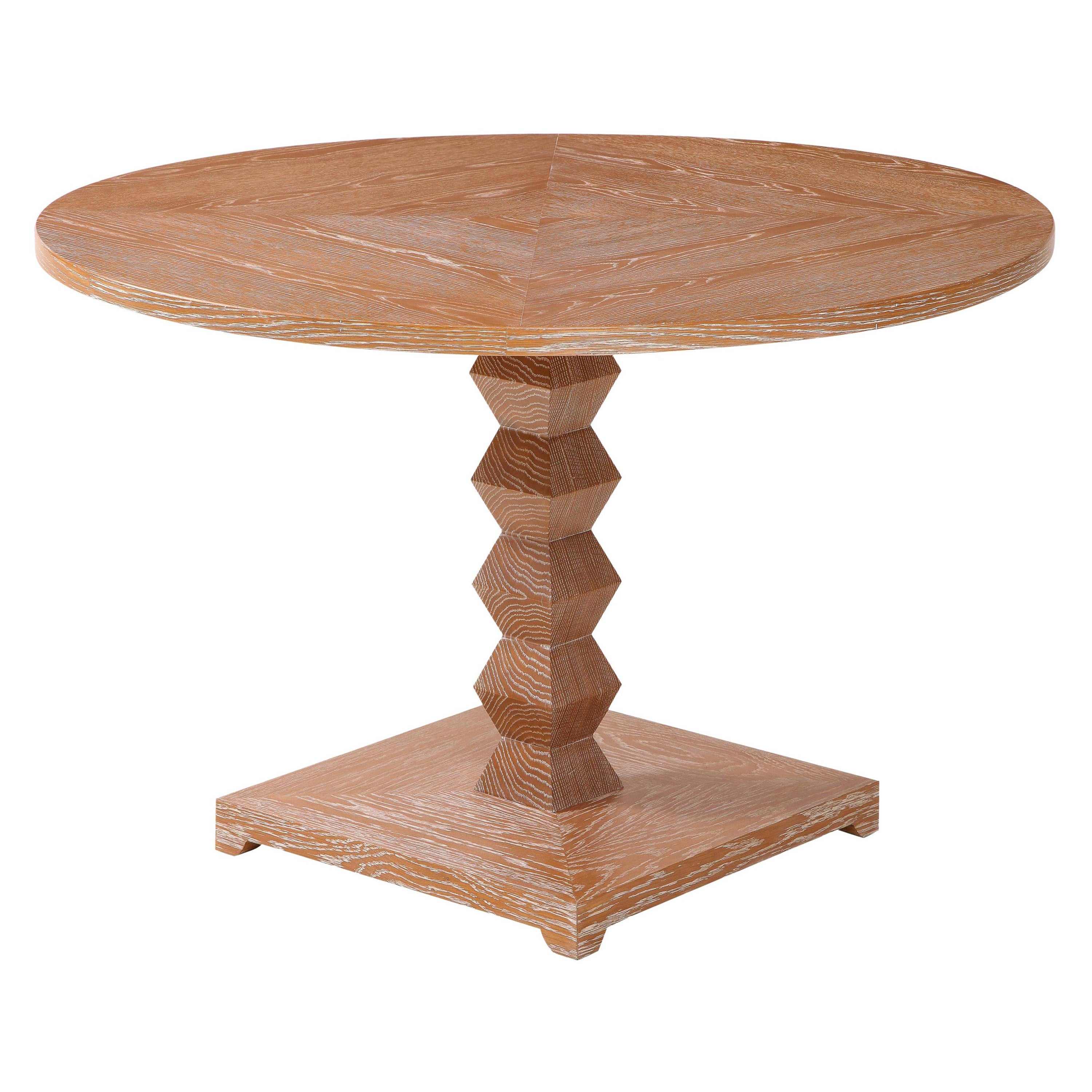 Table centrale en chêne cérusé personnalisée:: inspirée d'un design français des années 1940 en vente