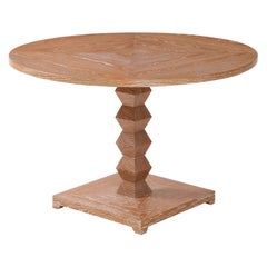 Custom Cerused Oak Center Table Inspired by French, 1940s Design