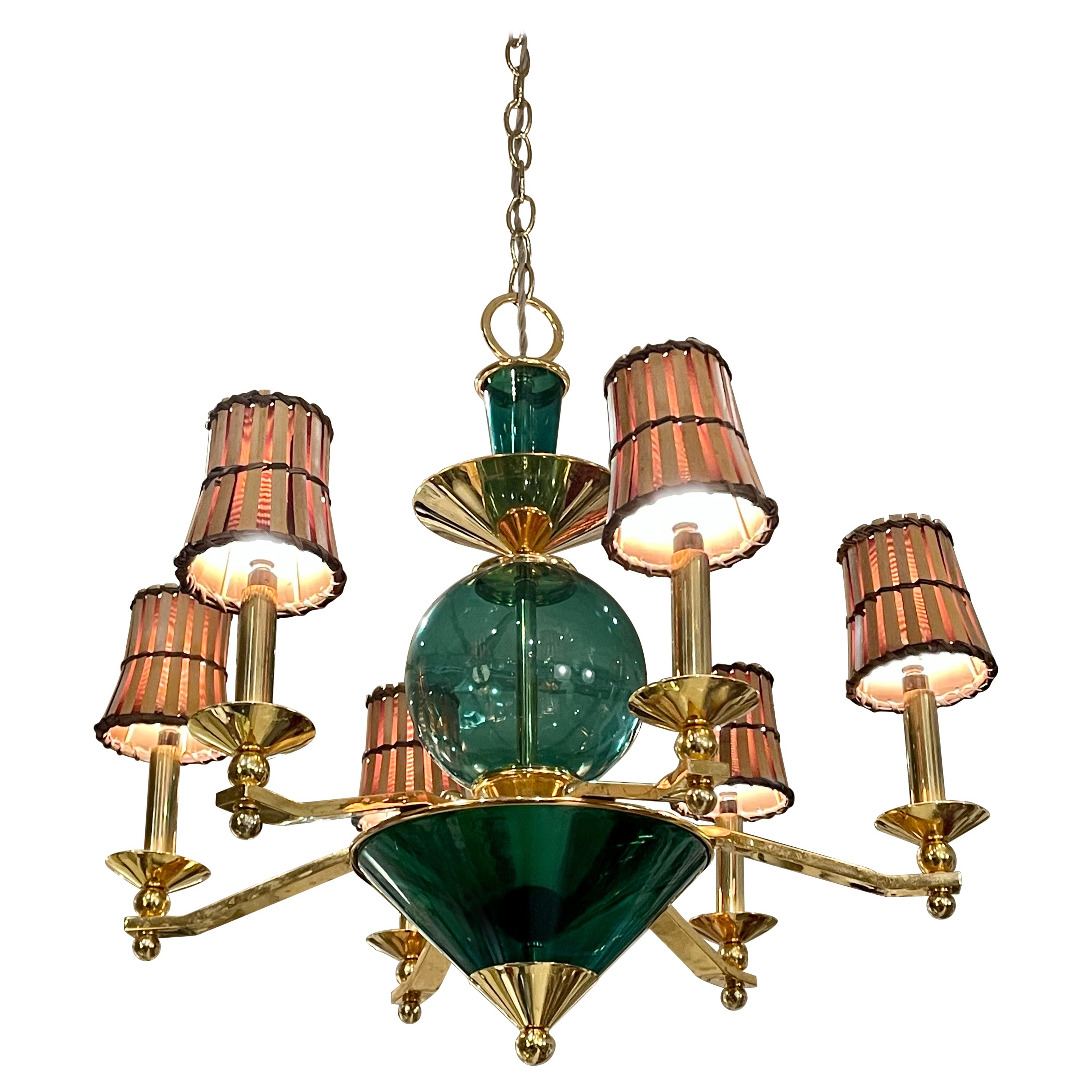 Post Modern Ponti-Style 6-Light Chandelier