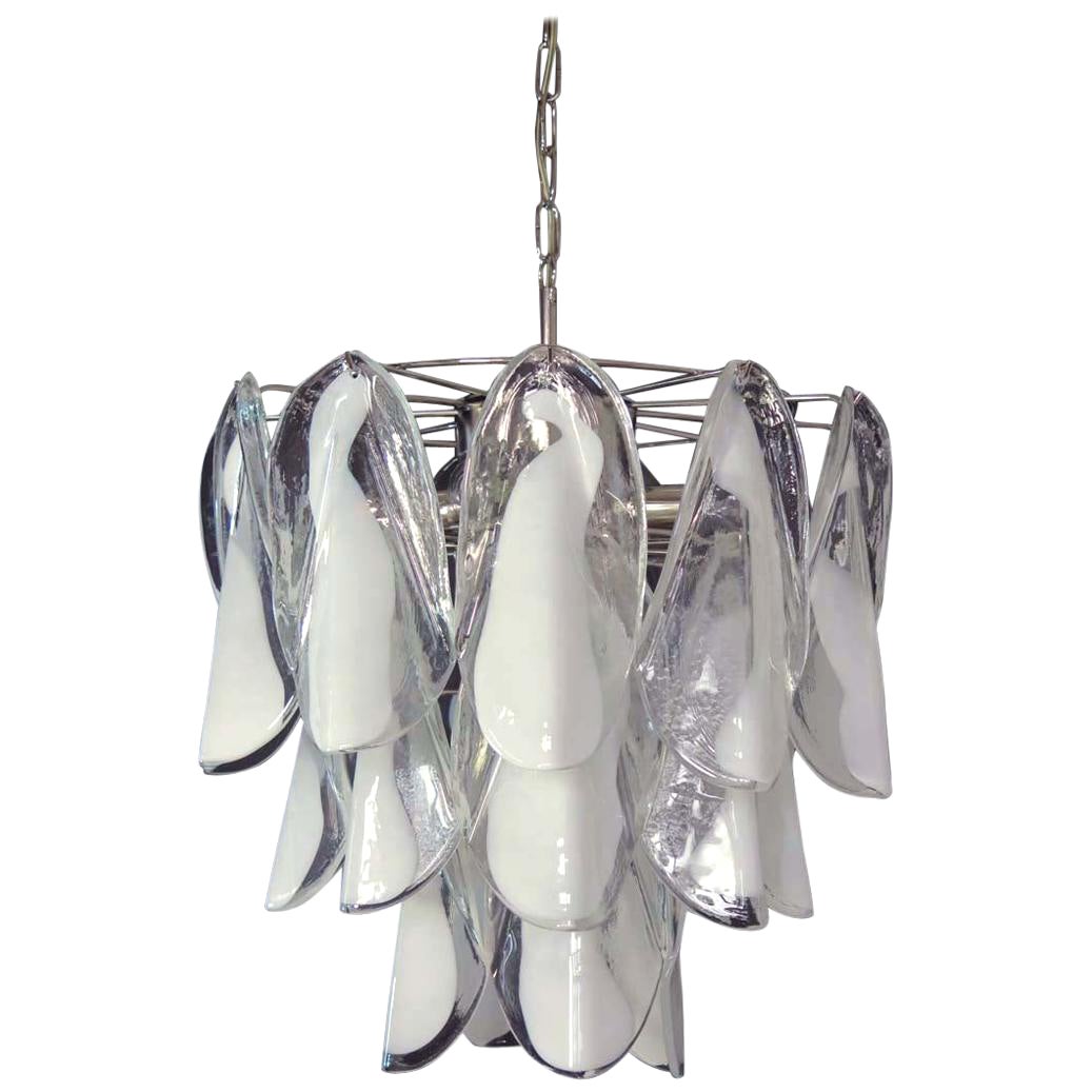 Italian Vintage Murano Chandelier, Mazzega, 24 "Rondini" Glass For Sale