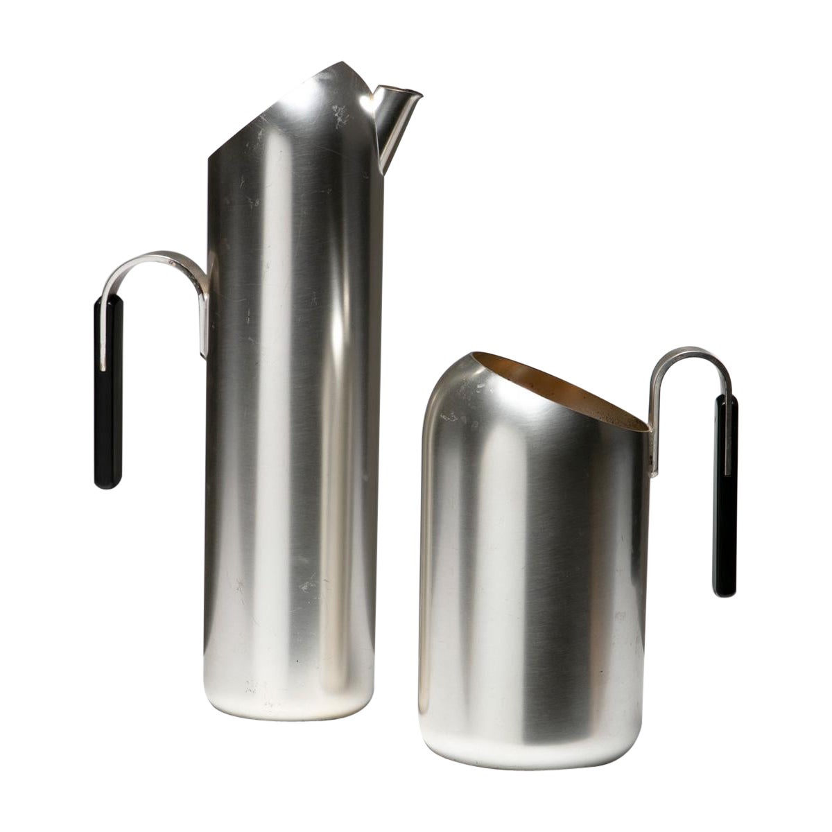 Set of Two Minimal Silver Plate Pitchers, Italy, 1960s For Sale