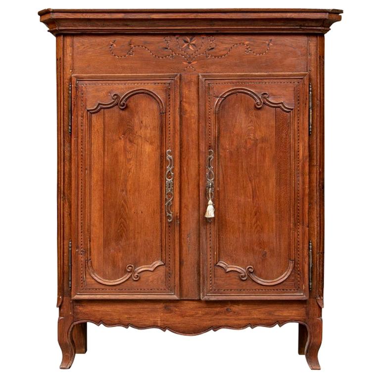 French 18th-19th Century Carved Oak Cabinet/ Cupboard