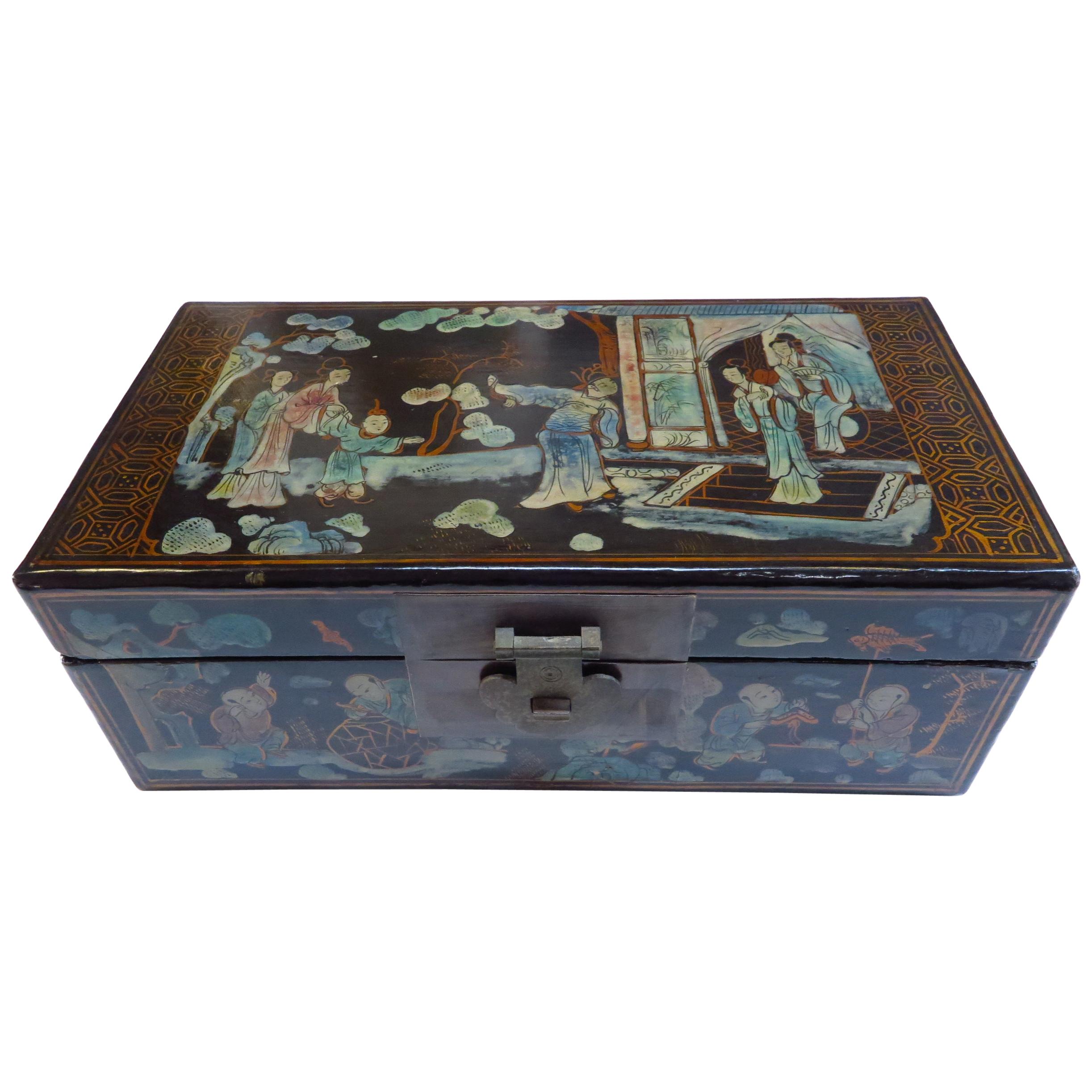 Antique Chinoiserie Painted Box