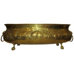 19th Century Brass Oval Jardinière or Planter with Fruit Motif