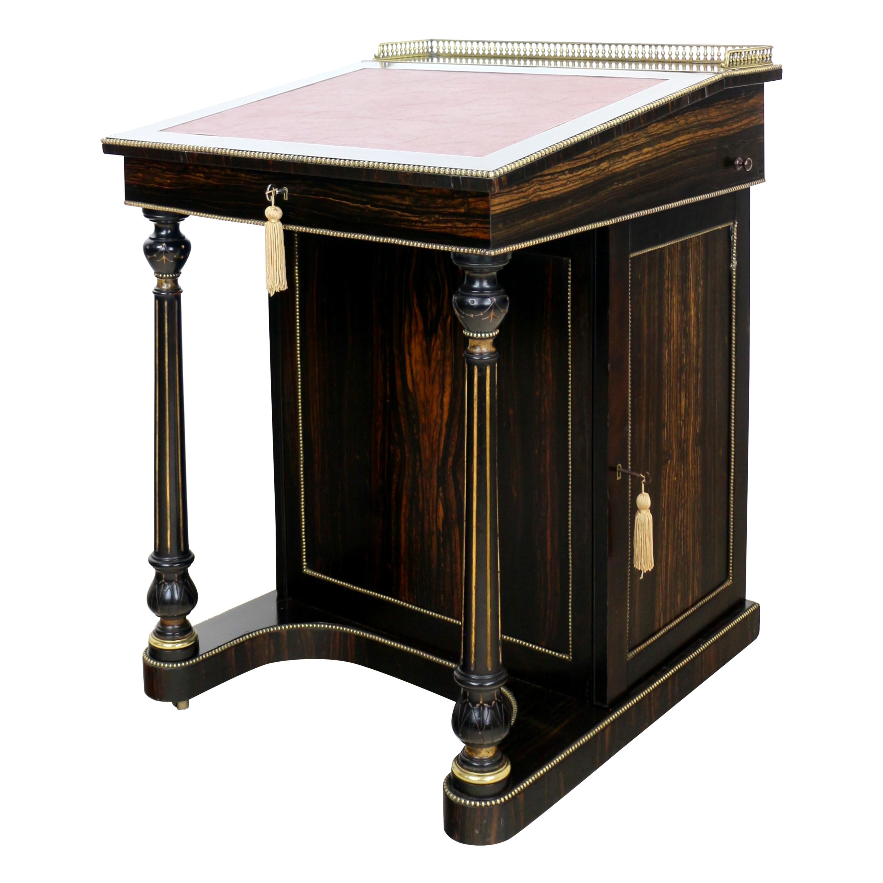 Antique English Edwards & Roberts Coromandel Davenport Desk, 19th Century