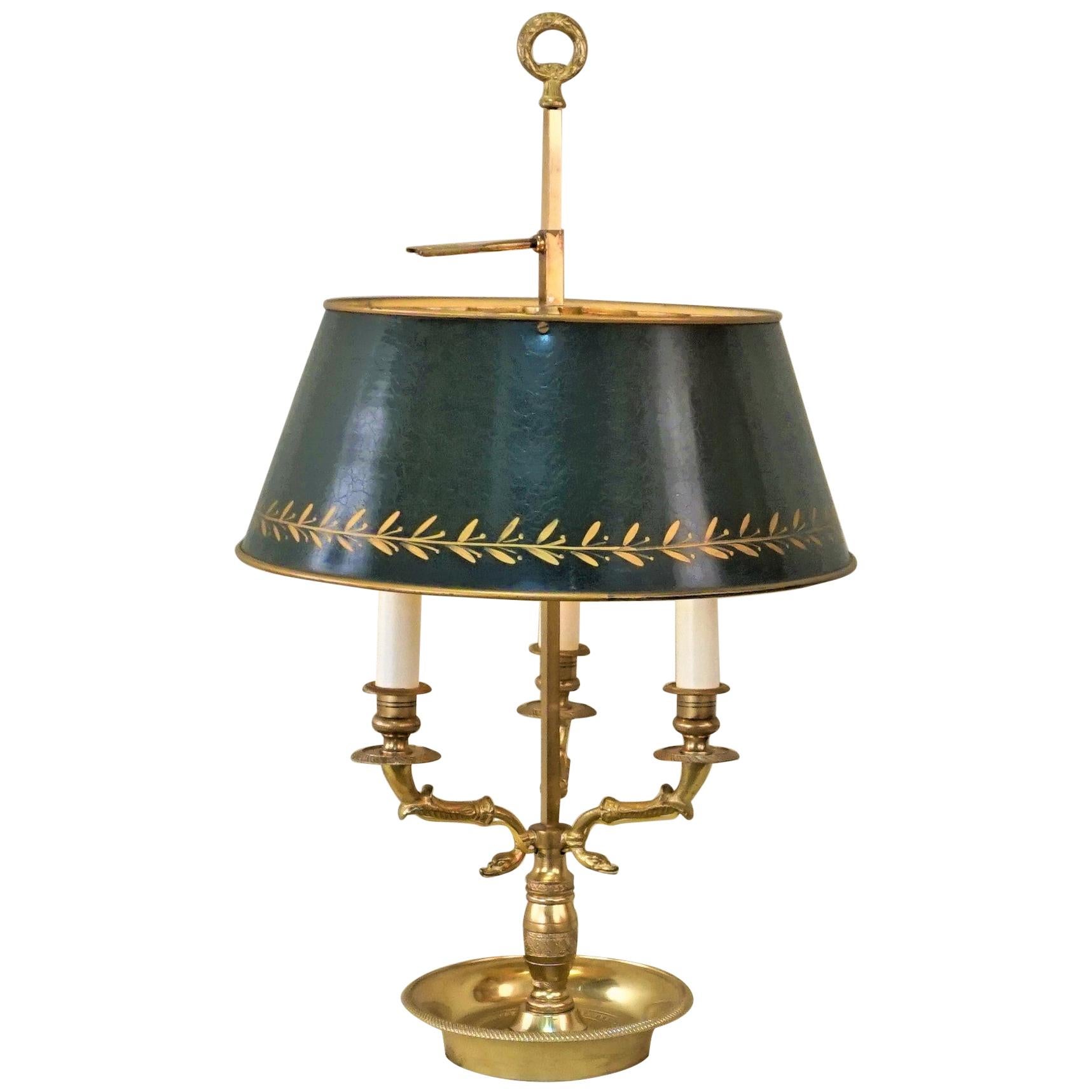 French Bouillotte Empire Style Bronze Table Lamp