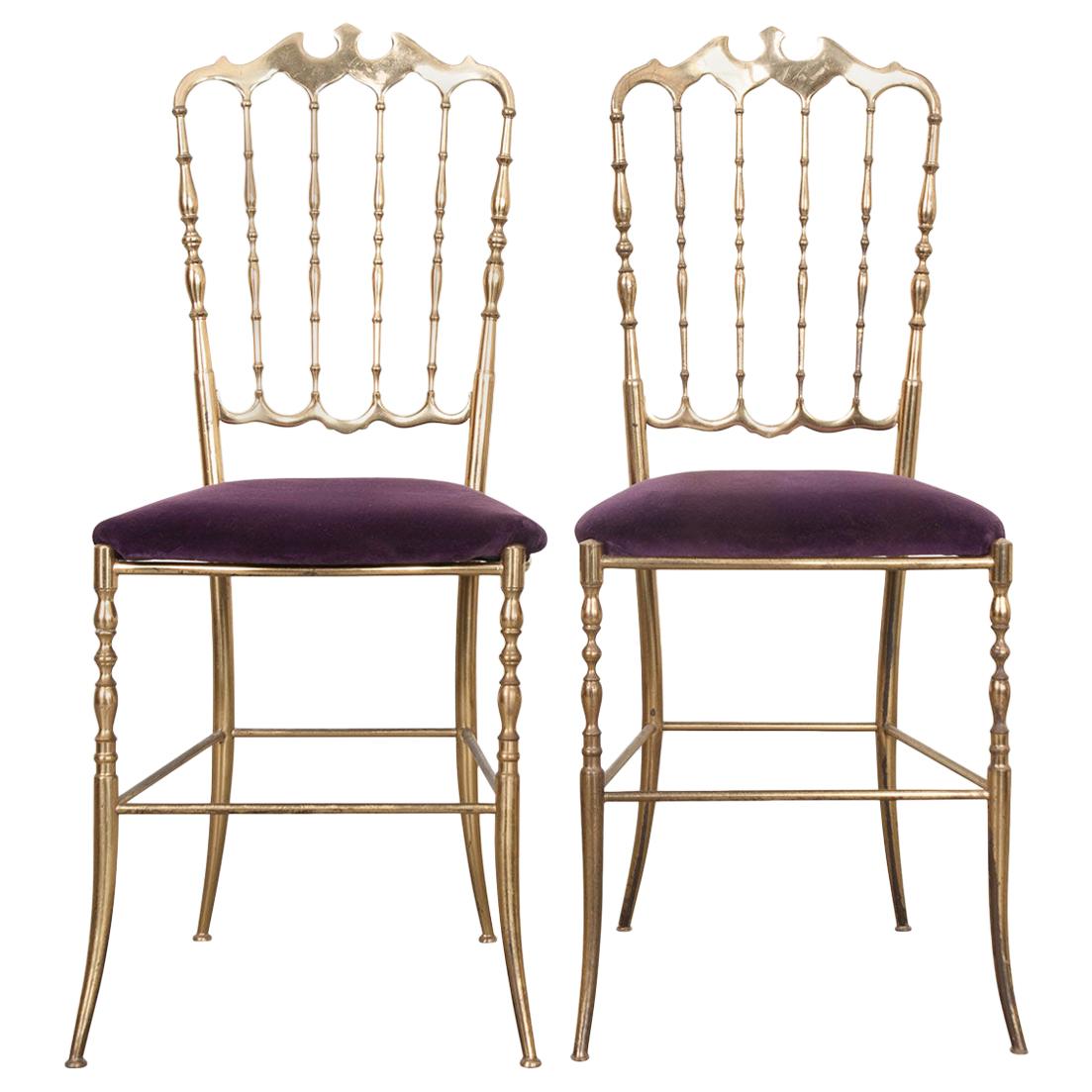 Pair of Vintage Italian Brass Opera Chairs at 1stDibs
