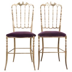 Pair of Vintage Italian Brass Opera Chairs
