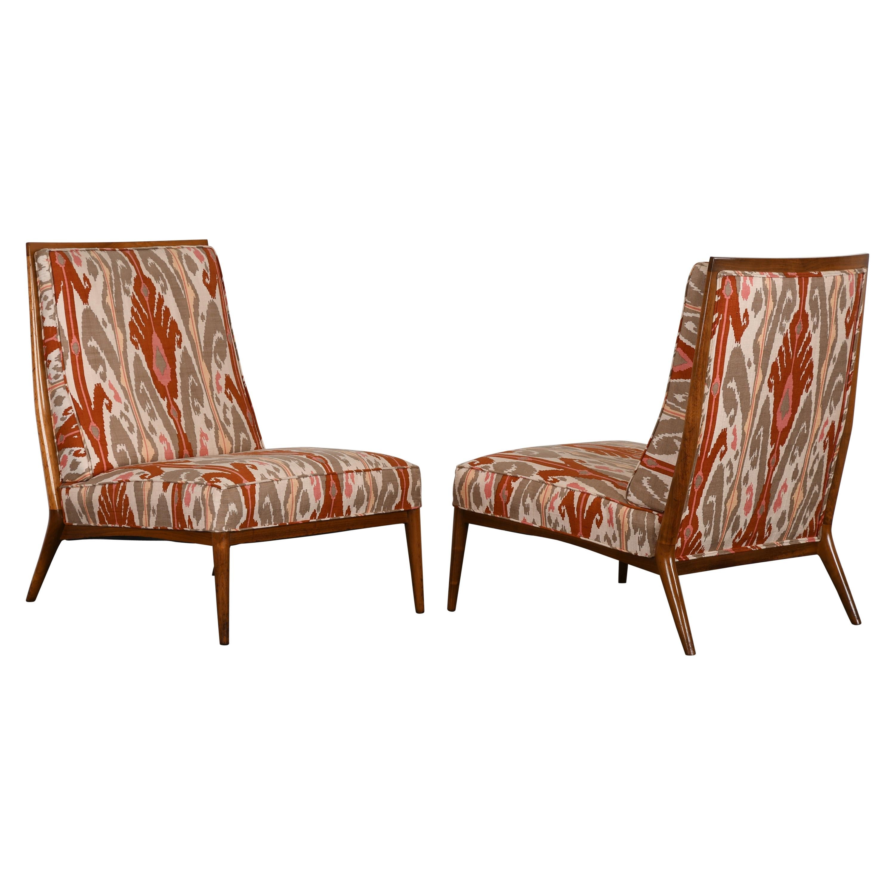 Pair of Paul McCobb Walnut Slipper Chairs, 1960s