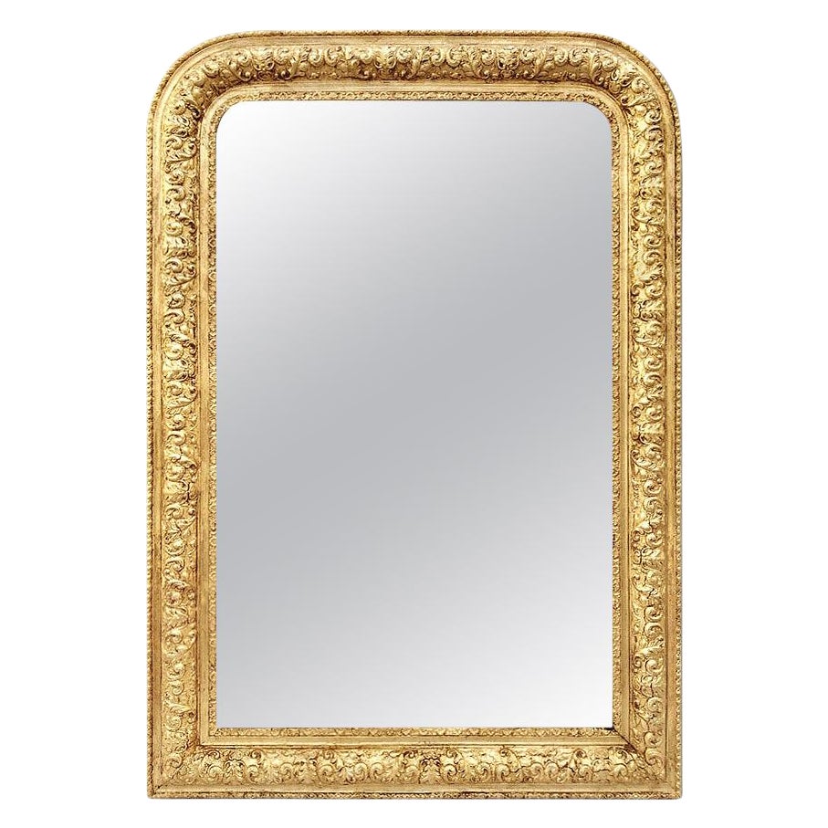 Miroir français ancien en bois doré de style Louis-Philippe:: vers 1900 en vente