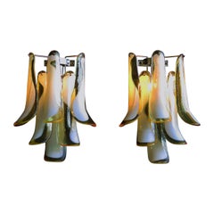 Pair of Vintage Italian Murano Wall Lights in the Manner of Mazzega, Caramel