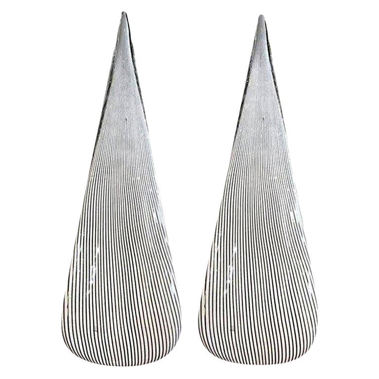 Paar Lampen aus schwarzem und weißem Muranoglas von Vetri