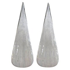 Pair of Black and White Murano Glass Lamps by Vetri