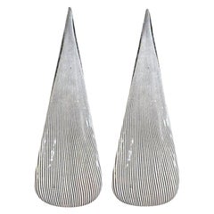 Pair of Black and White Murano Glass Lamps by Vetri