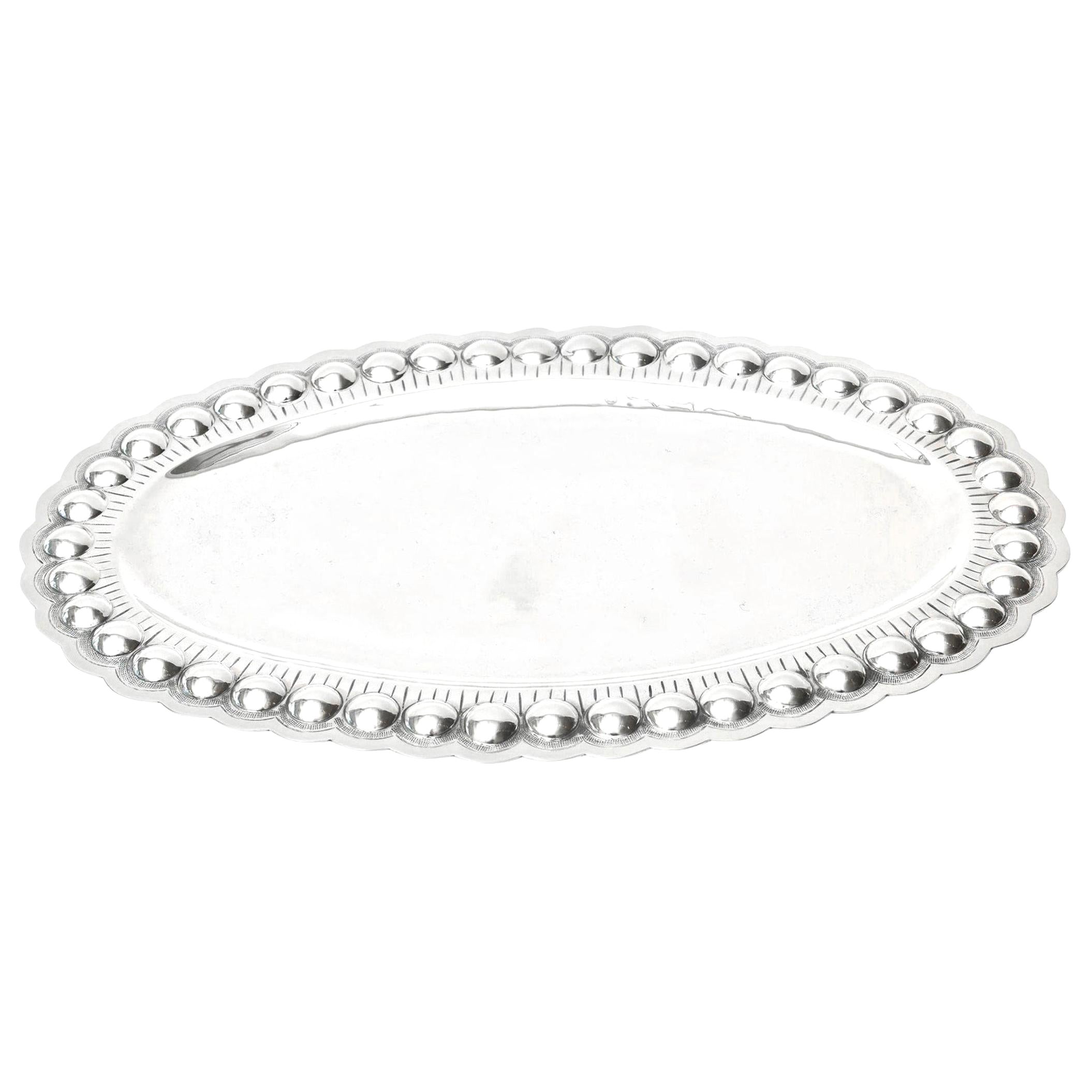 Sterling Silver Oval Platter or Tray Barware, Mid-Century Modern