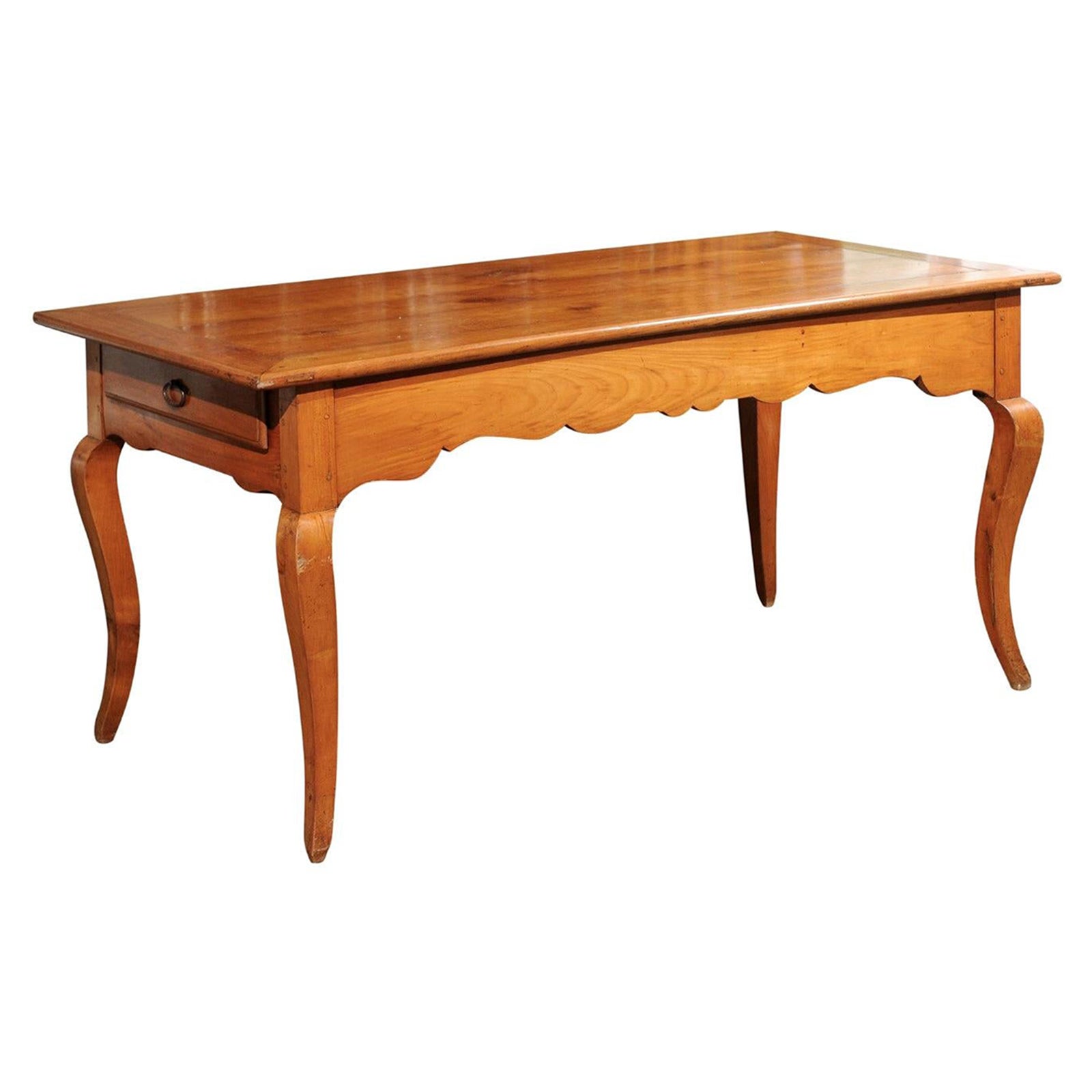 French Louis XV Style 19th Century Cherry Office Table with Lateral Drawers For Sale