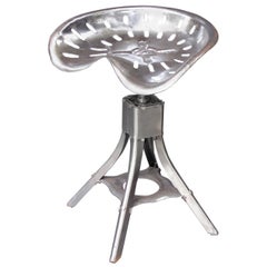 Tractor Seat Stool or Chair of Polished Steel from England
