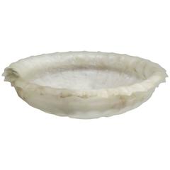 Large Alabaster Scalloped Edge Round Bowl, Italy, Contemporary