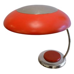 Mid-Century Modernist Red Metal Desk or Table Lamp