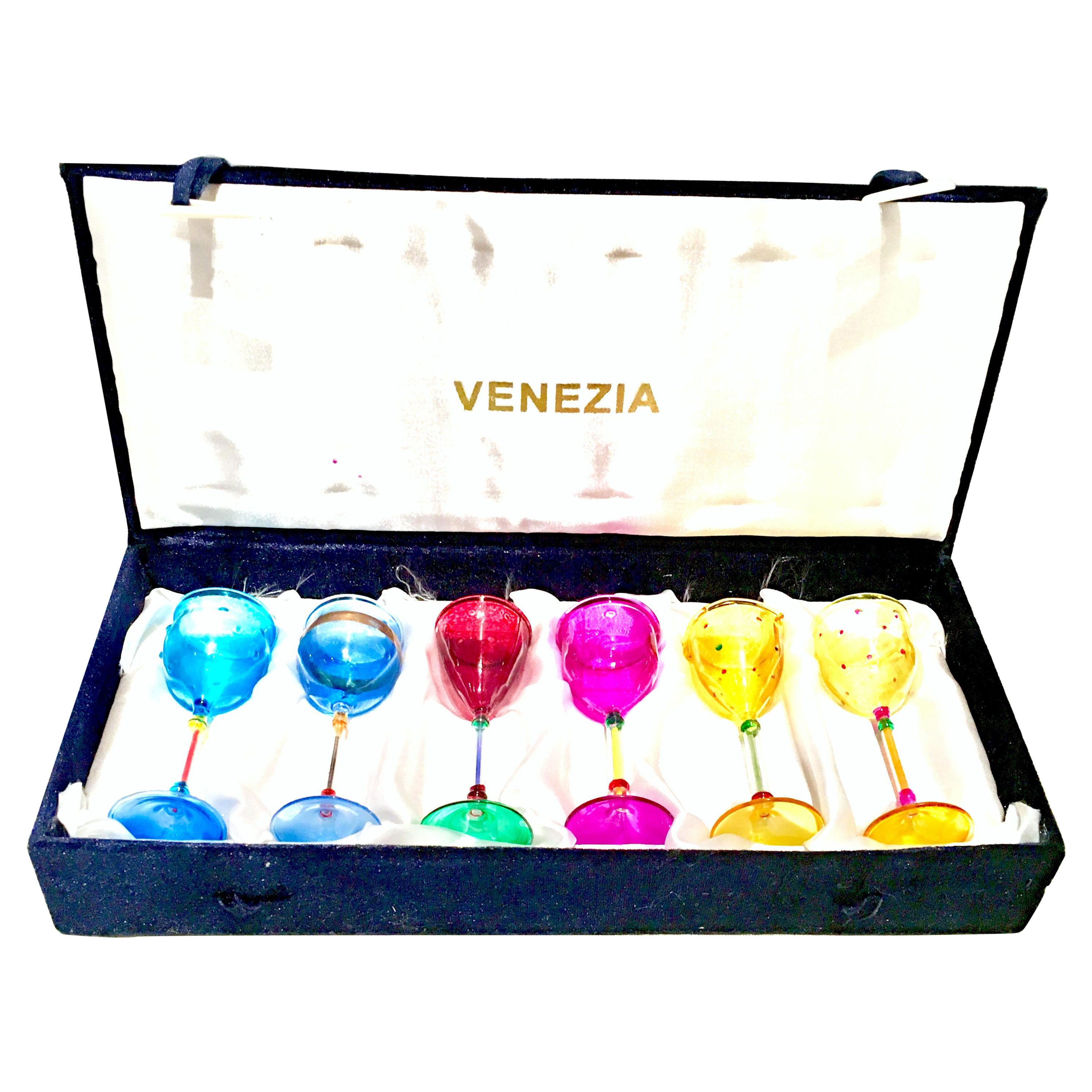 20th Century Italian Venitian"Venezia" Cordial Stem Glasses by, Salviati  S/6 at 1stDibs