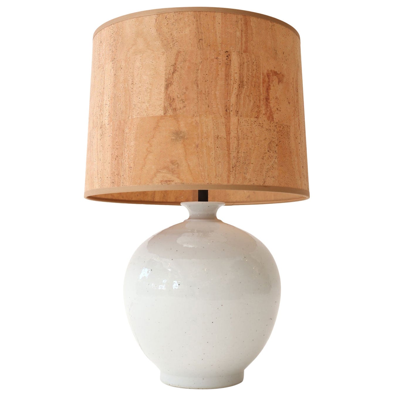 Large Round White Glazed Ceramic Lamp at 1stDibs