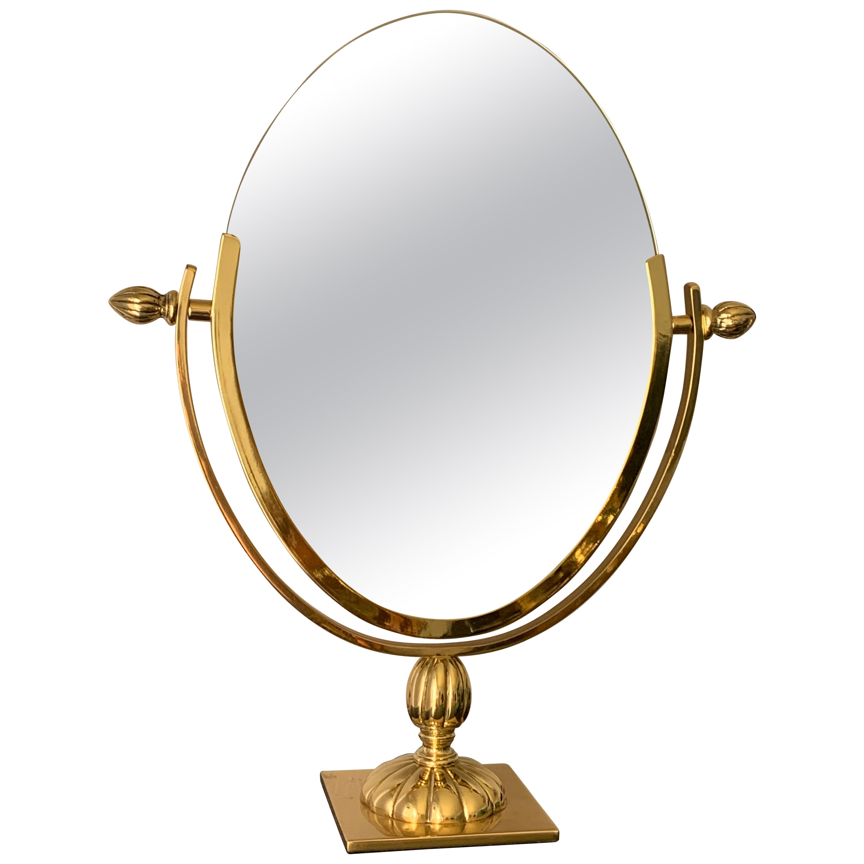 Oval Brass Vanity Mirror at 1stDibs