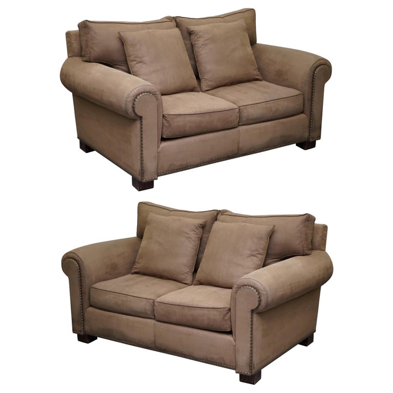 Pair of Ralph Lauren Jamaica Salon Sofas Feather Filled Cushions For