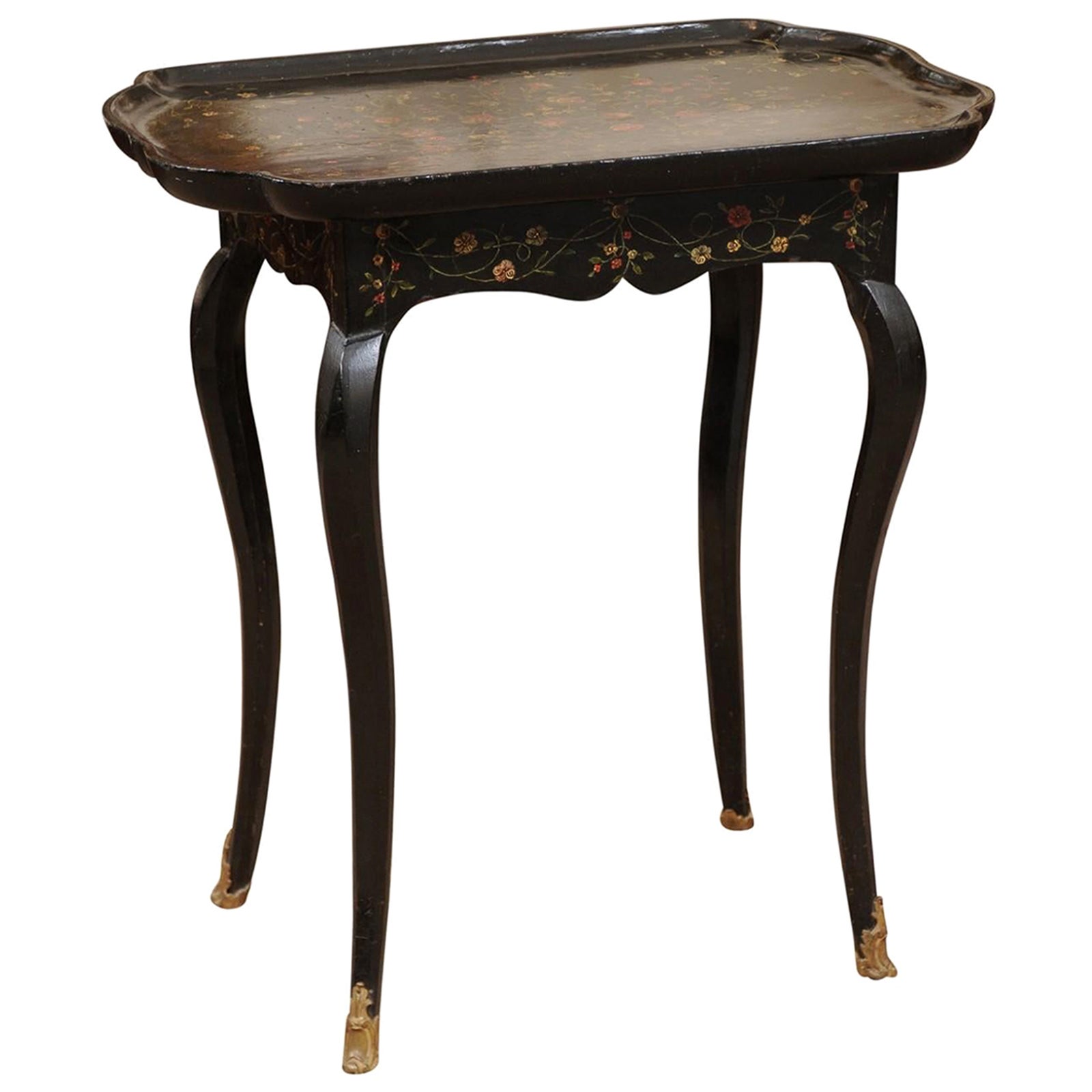 Mid-18th Century French Black Lacquered Louis XV Tray Top Table 