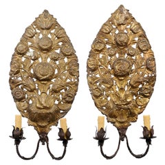 Pair of Metal Sunflower Sconces with 2-Lights