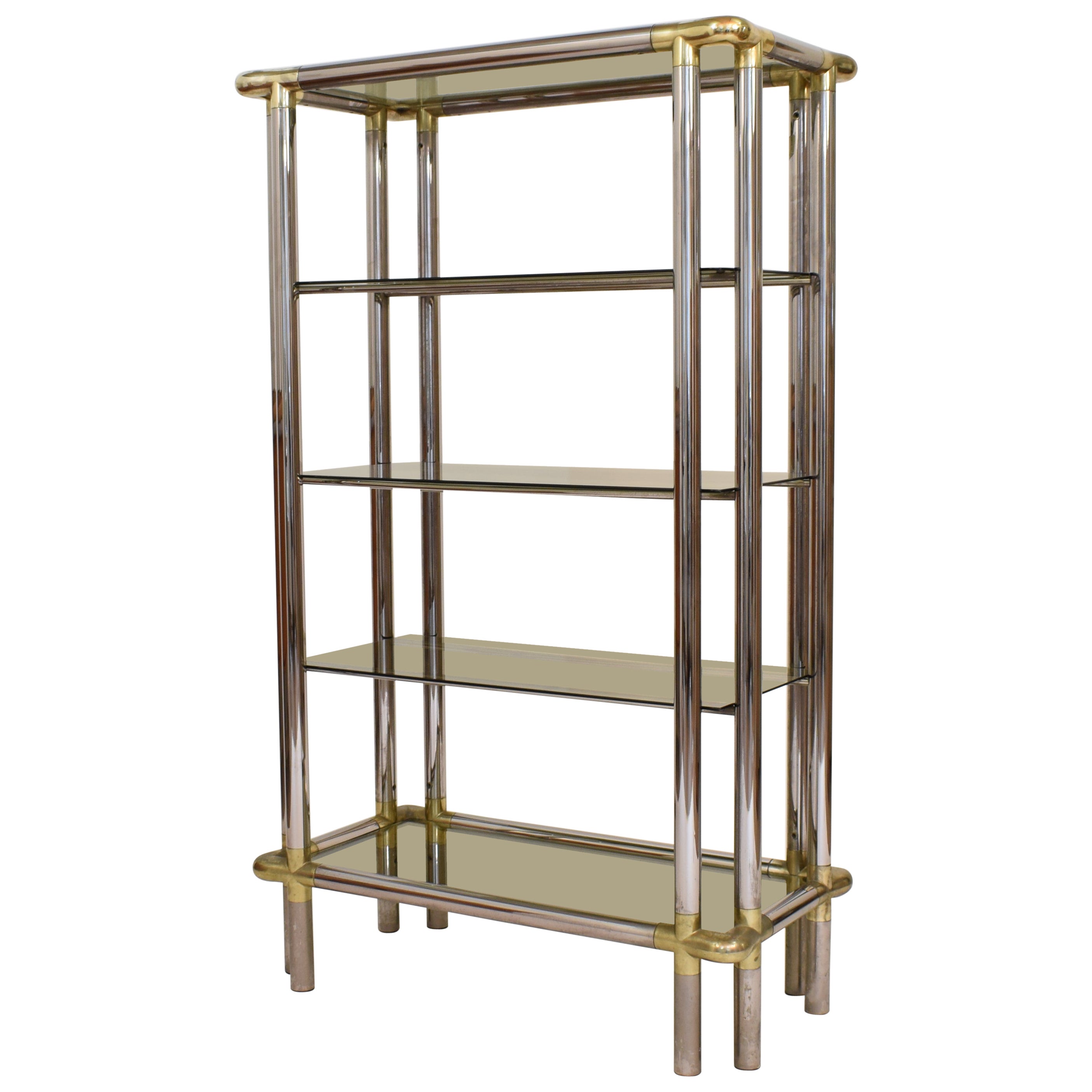 Vintage Midcentury White Painted Brass Shelf For Sale at 1stDibs